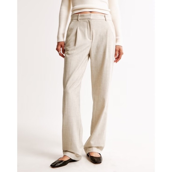 Abercrombie & Fitch Pants - Abercrombie & Fitch Women's Light Beige Wide-Leg Trousers